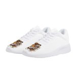 All-White Mesh Sneakers with Watercolor Tiger Accents