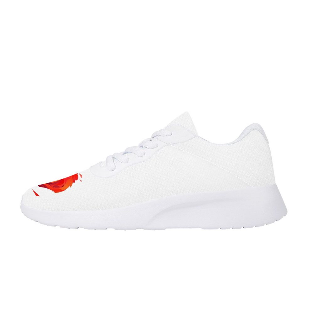 White Canvas Sneakers with Fiery Red Tiger Prints